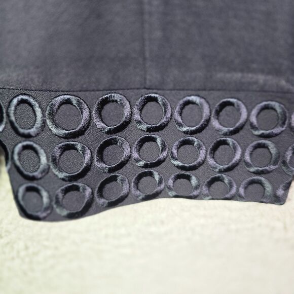 Betsys Things Cropped Navy Blue Jacket Size 10 Embroidered Hem Vintage - Picture 5 of 10